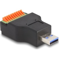 Delock USB-A 3.2 Gen1 -> Terminal block 10pin M/F adapter fekete