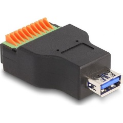 Delock USB-A 3.2 Gen1 -> Terminal block 10pin F/F adapter fekete