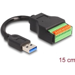 Delock USB-A 3.2 Gen1 -> Terminal block 10pin M/F adapter 0.15m fekete