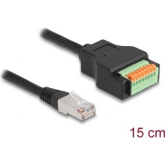 Delock RJ45 CAT5e STP -> Terminal block 8pin M/F adapter 0.15m fekete