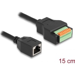 Delock RJ45 CAT5e STP -> Terminal block 8pin F/F adapter 0.15m fekete