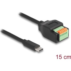 Delock USB-C -> Terminal block 5pin M/F adapter 0.15m fekete