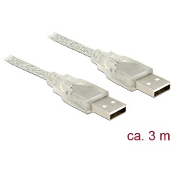 Delock USB-A 2.0 - USB-A 2.0 M/M adatkábel 3m átlátszó