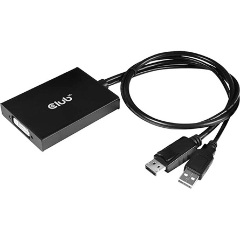 Club 3D 1db DisplayPort 1.2 1db USB-A 2.0 -> DVI-D Dual Link M/F aktív adapter 0.6m fekete HDCP-Off