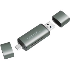 LogiLink USB3.2 Gen1 A / USB-C SD, microSD kártyaolvasó aluminium