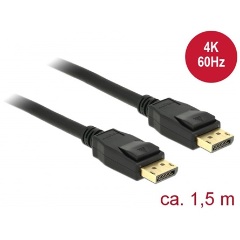 Delock DisplayPort 1.2 -> DisplayPort 1.2 M/M video kábel 1.5m fekete