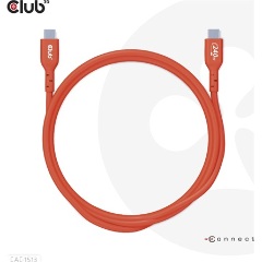 Club 3D USB-C 3.1 Gen1 -> USB-C 3.1 Gen1 M/M adatkábel 3m narancssárga USB-IF, 240W