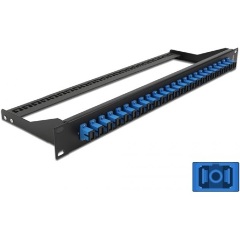Delock 19  száloptikás csatlakozó panel 24 portos SC Simplex kék