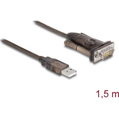 Delock USB-A 2.0 -> Serial RS-232 DB9 M/M adatkábel 1.5m barna