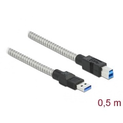 Delock USB-A 3.2 Gen1 -> USB-B 3.2 Gen1 M/M adatkábel 0.5m fém borítású