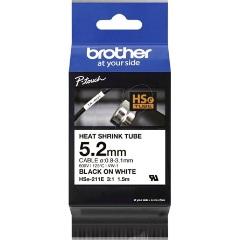 Brother HSe-211E Heat Shrink Tube Tape Cassette Black on White 5,2mm címketekercs