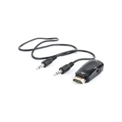 Gembird HDMI -> VGA Jack stereo 3,5mm M/F adapter fekete