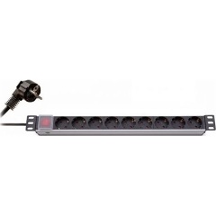 KELine 19" elosztópanel 9x250V, kapcsolóval, 1U, 2,3m