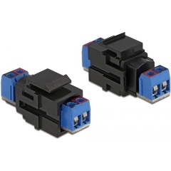 Delock Terminal block 2pin -> Terminal block 2pin F/F keystone modul fekete-kék