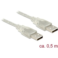 Delock USB-A 2.0 - USB-A 2.0 M/M adatkábel 0.5m átlátszó