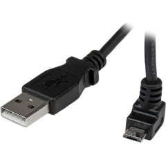 StarTech USB-A 2.0 -> USB-B 2.0 micro M/M adatkábel 1m fekete egyenes/90° fel
