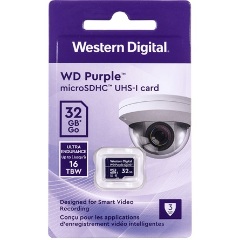 Western Digital 32GB WD Purple SC QD101 Ultra Endurance UHS-1 Class10 U1 microSDHC memóriakártya BOX lila