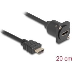 Delock HDMI 2.0 -> HDMI 2.0 M/F D-Type modul 0.2m fekete