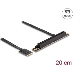 Delock M.2 A+E -> PCIe x16 M/F adapter 0.2m fekete 90°