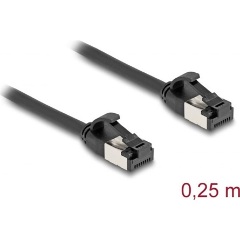 Delock RJ45 CAT8.1 U/FTP -> RJ45 CAT8.1 U/FTP M/M adatkábel 0.25m fekete flexibilis