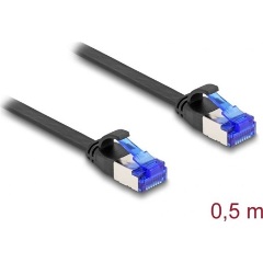 Delock RJ45 CAT6A U/FTP -> RJ45 CAT6A U/FTP M/M adatkábel 0.5m fekete flexibilis