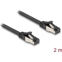 Delock RJ45 CAT8.1 U/FTP -> RJ45 CAT8.1 U/FTP M/M adatkábel 2m fekete lapos, flexibilis