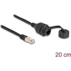 Delock RJ50 Cat5E FTP -> RJ50 Cat5E FTP M/F adatkábel hosszabbító 0.2m fekete IP67