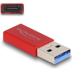 Delock USB-A 3.2 Gen2 -> USB-C 3.1 Gen2 M/F aktív adapter piros