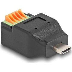 Delock USB-C -> Terminal block 5pin M/F adapter fekete