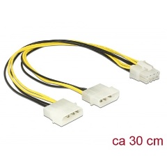 Delock 2db Molex Power 4pin -> Power 8pin EPS M/M tápkábel 0.3m