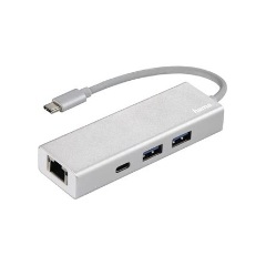 Hama 200108 4-in-1 4-portos USB-C USB3.0 RJ45 hub ezüst