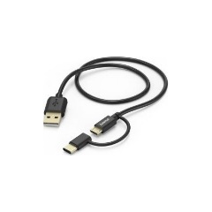 Hama USB-A 2.0 -> USB-C USB-B 2.0 micro M/M adatkábel 1m fekete