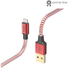 Hama "REFLECTIVE" Lightning -> USB-A 2.0 M/M adatkábel 1.5m piros