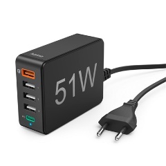 Hama 5-in-1 51W univerzális hálózati töltő adapter fekete