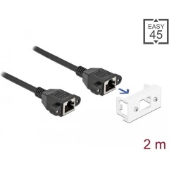 Delock RJ45 CAT6A S/FTP -> RJ45 CAT6A S/FTP F/F adatkábel 2m fekete Easy 45 modulhoz