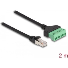 Delock RJ45 CAT6 UTP -> Terminal block 8pin M/F adatkábel 2m fekete