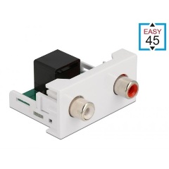 Delock 2db RCA -> RJ45 F/F Easy 45 modul fehér