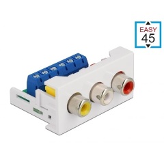 Delock 3db RCA -> Terminal block 6pin F/F Easy 45 modul fehér