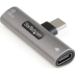 StarTech USB-C -> 2db USB-C M/F adapter szürke Audio & Charge 60W