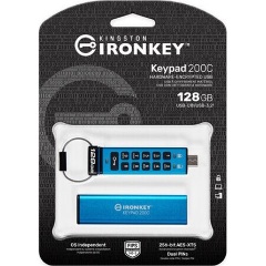 Kingston 128GB IronKey Keypad 200 USB-C 3.2 Gen 1 pendrive kék