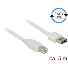 Delock Easy-USB A -> USB-B 2.0 M/M adatkábel 5m fehér