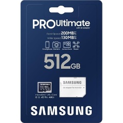 Samsung 512GB PRO Ultimate (+adapter) UHS-1 Class10 U3 V30 A2 vízálló ütésálló microSDXC memóriakártya BOX kék