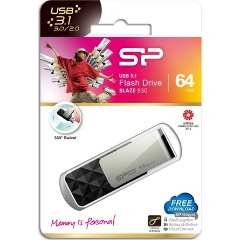 Silicon Power 64GB Blaze B30 USB 3.2 Gen 1 pendrive BOX fekete