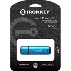 Kingston 512GB USB-C IronKey Vault Privacy 50C AES-256 Encrypted, FIPS 197 pendrive