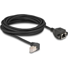 Delock RJ45 CAT6A S/FTP -> RJ45 CAT6A S/FTP M/F adatkábel 5m fekete 90°/beépíthetó egyenes