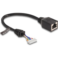 Delock RJ45 CAT5e UTP -> 8pin F/F adatkábel 0.23m fekete