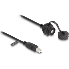 Delock USB-B 2.0 -> USB-B 2.0 M/F adatkábel 1m fekete IP68