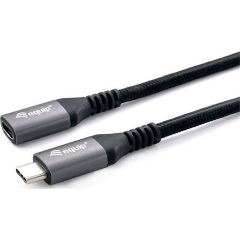 Equip USB-C 3.2 Gen2 -> USB-C 3.2 Gen2 M/F adatkábel hosszabbító 0.5m fekete-szürke