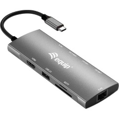 Equip Notebook Dokkoló - 133490 (Bemenet: USB-C, Kimenet: USB-C PD:100W/HDMI/2x USB-A 3.2 Gen1/ USB-C3.2 Gen1/SD/TF)