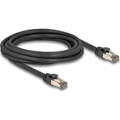 Delock RJ45 CAT6A U/FTP -> RJ45 CAT6A U/FTP M/M adatkábel 3m fekete ultrahajlékony belső fém borítássa